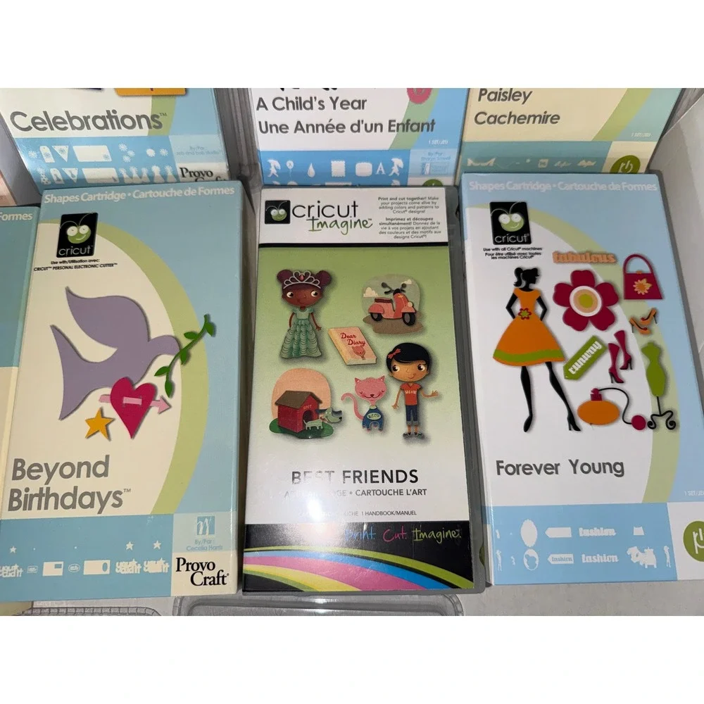 Cricut Cartridge Lot of 20 Shapes Fonts Solutions Imagine Expression Provo Craft